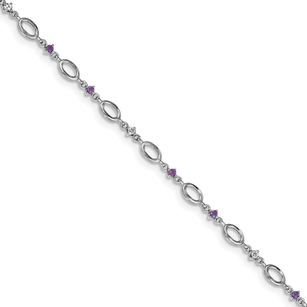 Jewelryweb Sterling Silver Amethyst and Diamond Bracelet
