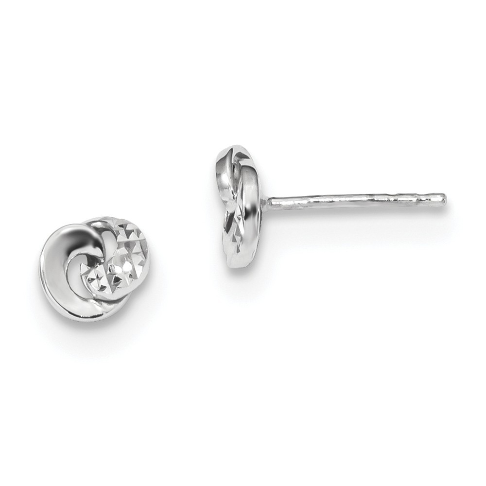 Jewelryweb 14k White Gold Polished and Sparkle-Cut Fancy Post Earrings