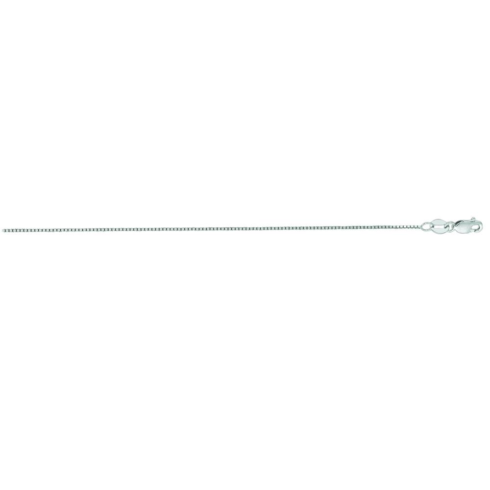 Jewelryweb 14k White Gold 0.7mm Shiny Classic Box Chain With Lobster Clasp Necklace - 18 Inch