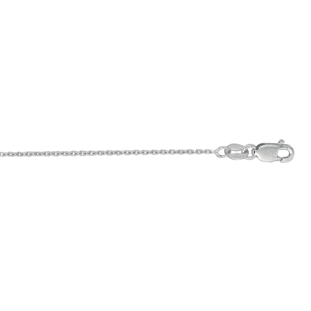 Jewelryweb 10k White Gold 1.1mm Sparkle-Cut Cable Chain With Lobster Clasp Necklace - 20 Inch