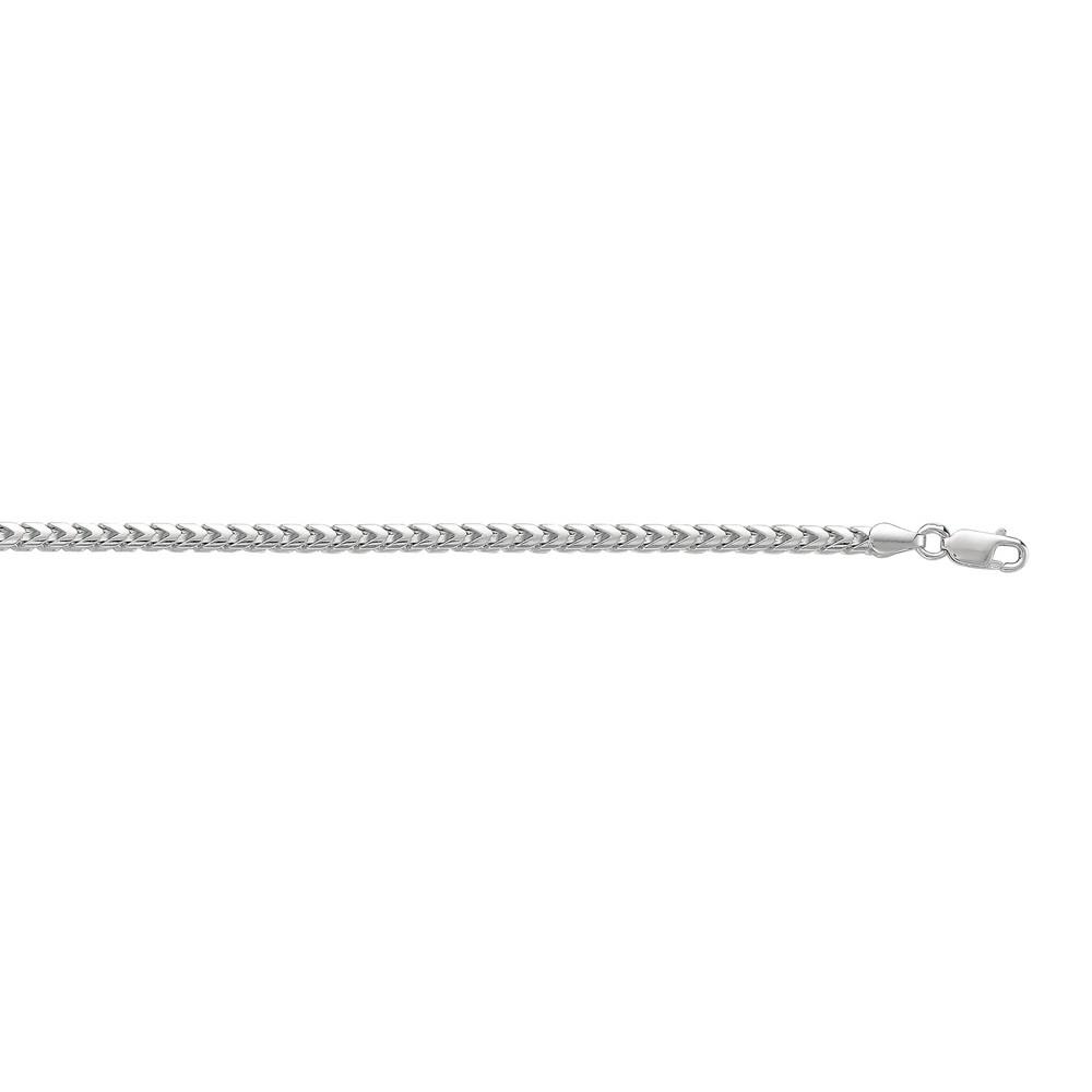 Jewelryweb Sterling Silver 8.5 Inch Rhodium Finish 3.15mm Shiny Square Wheat Mens Bracelet Pear Shape Clasp