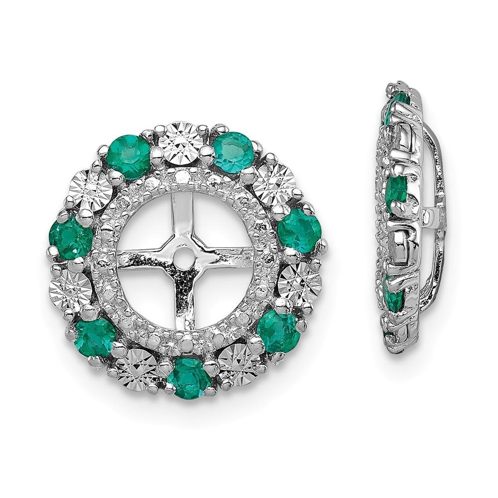 Jewelryweb Sterling Silver Created Emerald Earrings Jacket