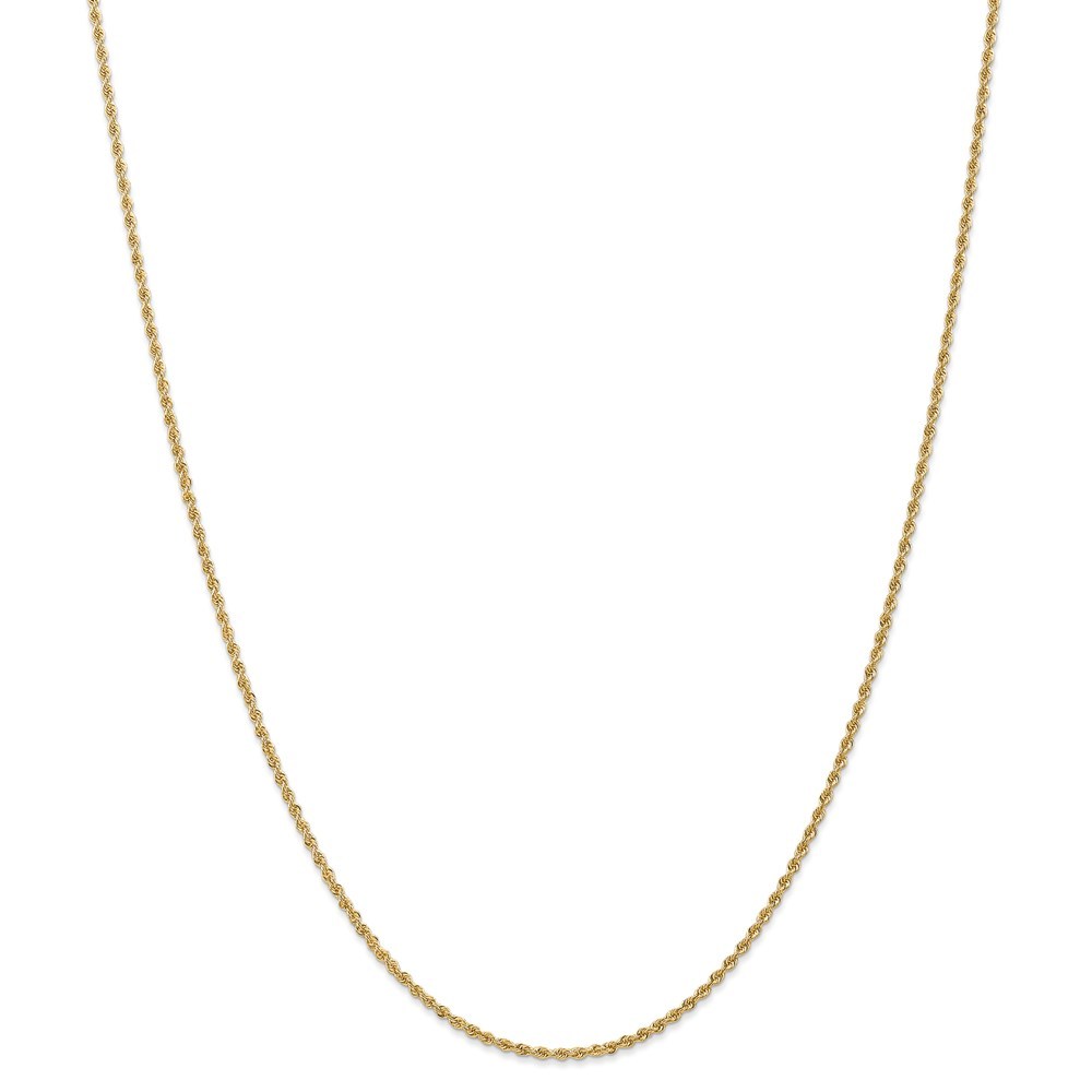 Jewelryweb 14k Yellow Gold 1.75mm Handmade Regular Rope Chain Necklace - 14 Inch