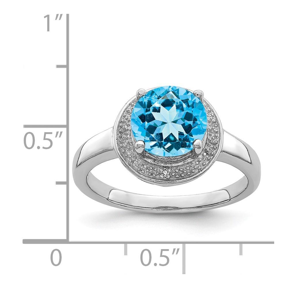 Jewelryweb Sterling Silver Rhodium Plated Diamond and Light Swiss Blue Topaz Ring - Size 9