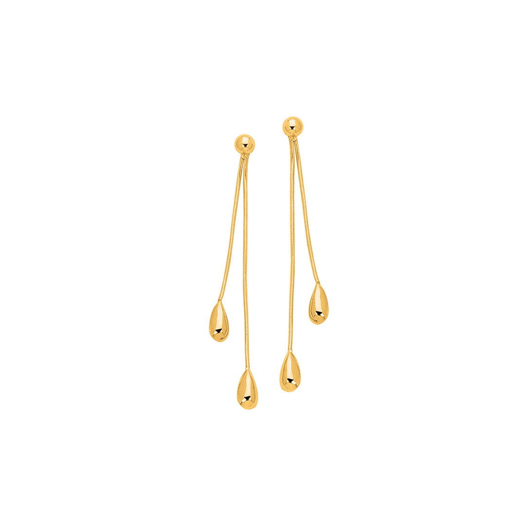 Jewelryweb 14k Yellow Gold Shiny Dangle Pebble Earrings Fashion Dangle Earring