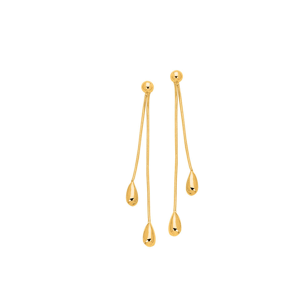 Jewelryweb 14k Yellow Gold Shiny Dangle Pebble Earrings Fashion Dangle Earring