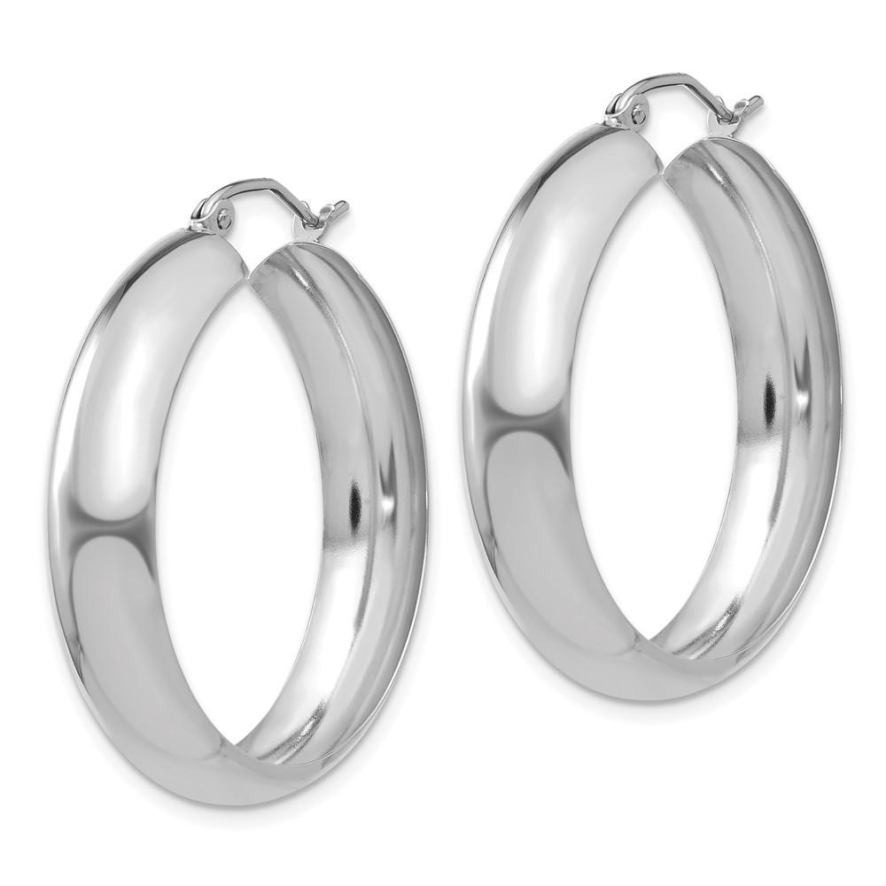 Jewelryweb 14k White Gold Hoop Earrings - Measures 29x29mm