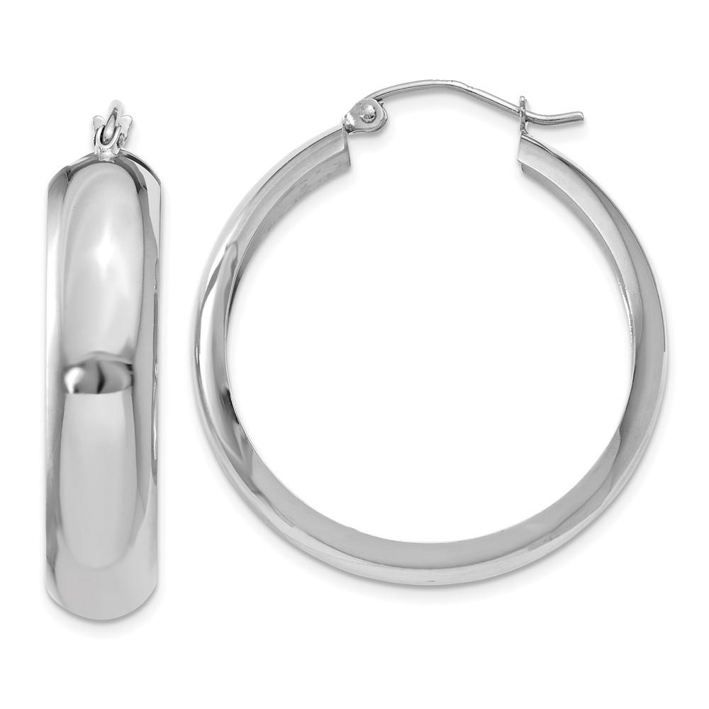 Jewelryweb 14k White Gold Hoop Earrings - Measures 29x29mm