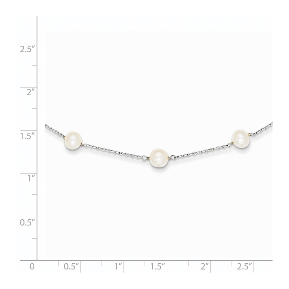 Jewelryweb 14k White Gold White Freshwater Cultured Pearl Necklace - 16 Inch - Lobster Claw