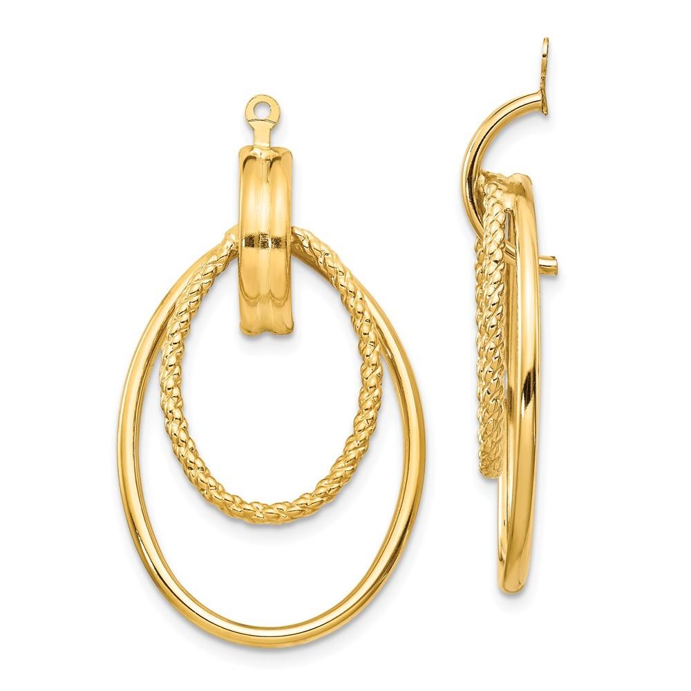 Jewelryweb 14k Yellow Gold Polished Double Hoop Earrings Jackets - Measures 36x21mm Wide