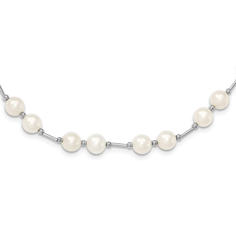 Jewelryweb Sterling Silver 6-6.5mm White Freshwater Cultured Pearl Necklace - 18 Inch