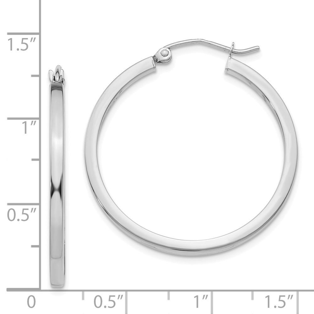 Jewelryweb 14k White Gold 2mm Square Tube Hoop Earrings - Measures 30x30mm