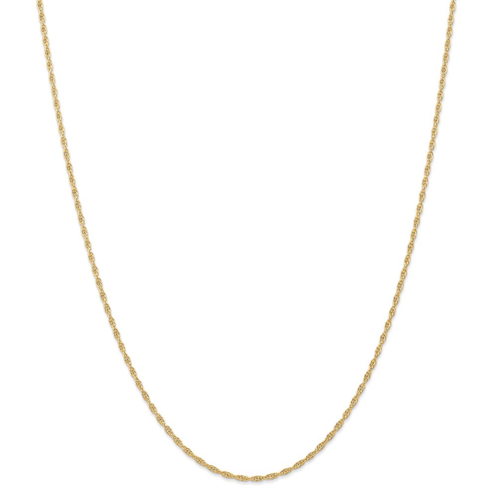 Jewelryweb 14k Yellow Gold Carded Cable Rope Chain Necklace - 24 Inch - 1.25mm - Spring Ring
