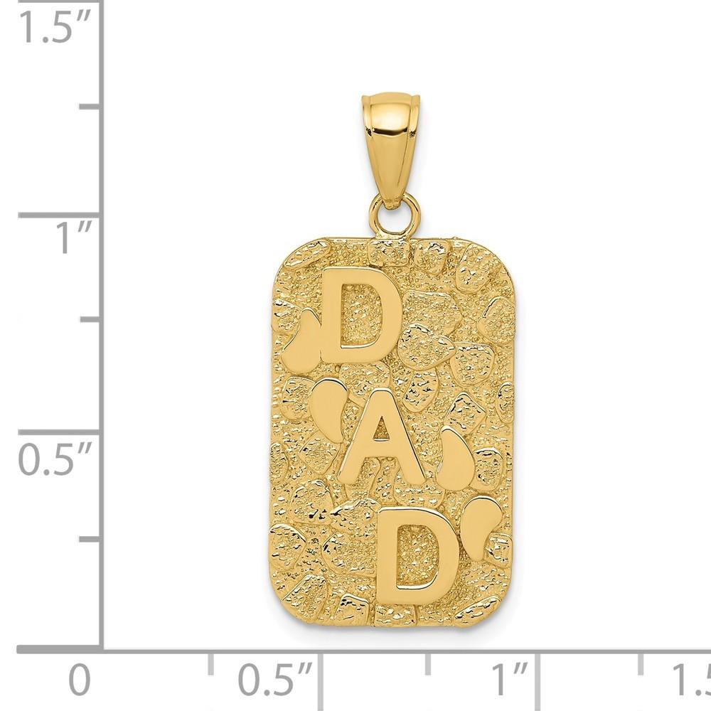 Jewelryweb 14k Yellow Gold Nugget Dad Dogtag Charm - Measures 15x30mm Wide
