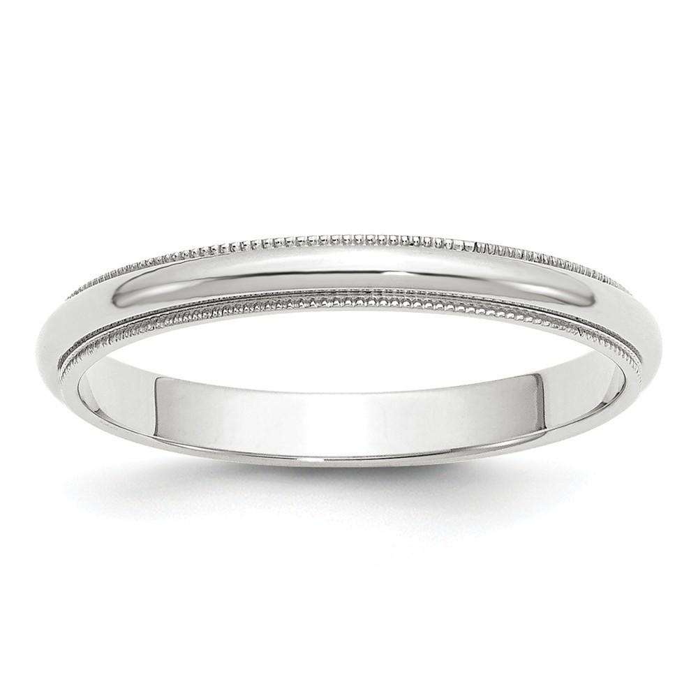 Jewelryweb 14k White Gold 3mm Milgrain Band Ring - Size 4.5