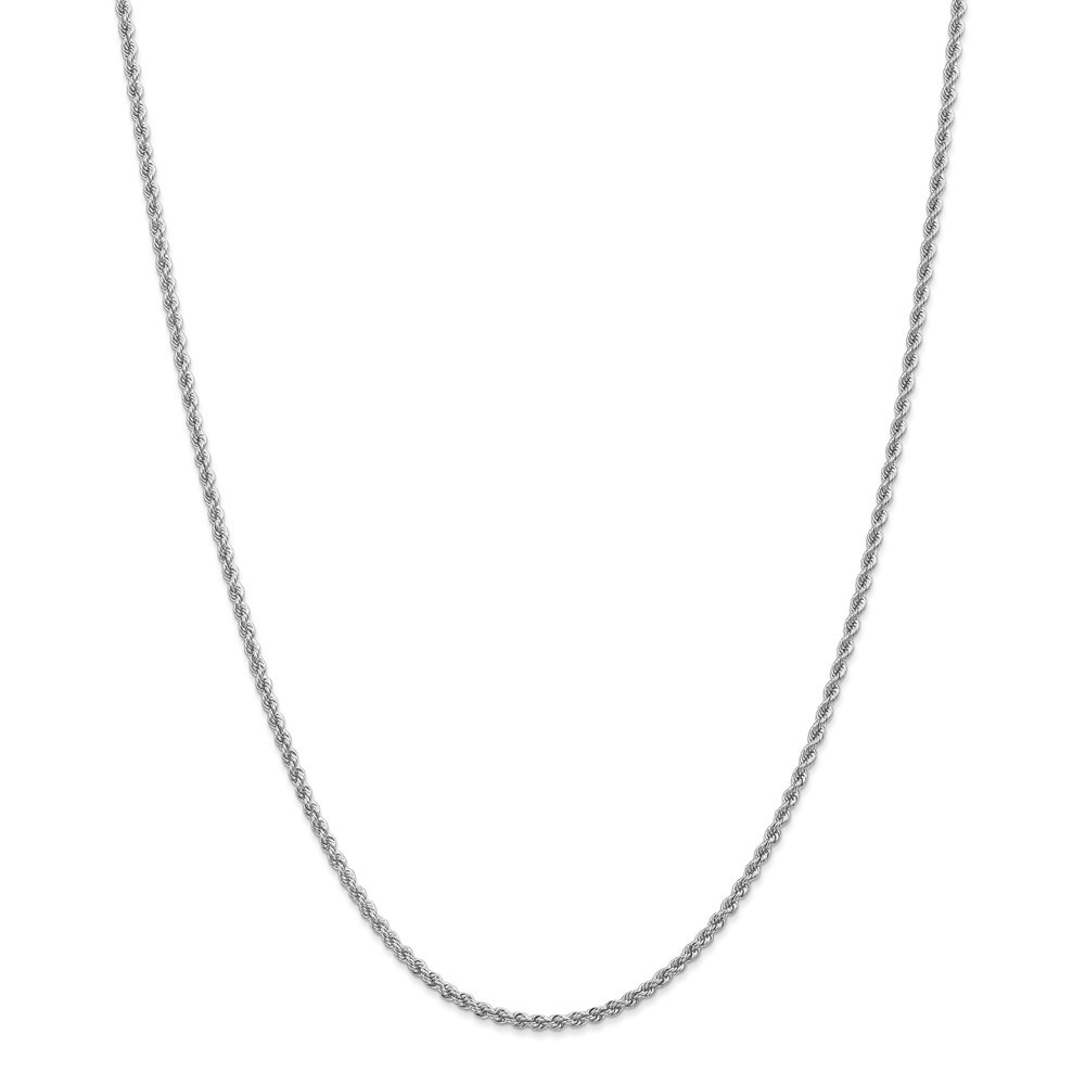 Jewelryweb 14k White Gold 2.25mm Regular Rope Bracelet - 8 Inch - Lobster Claw
