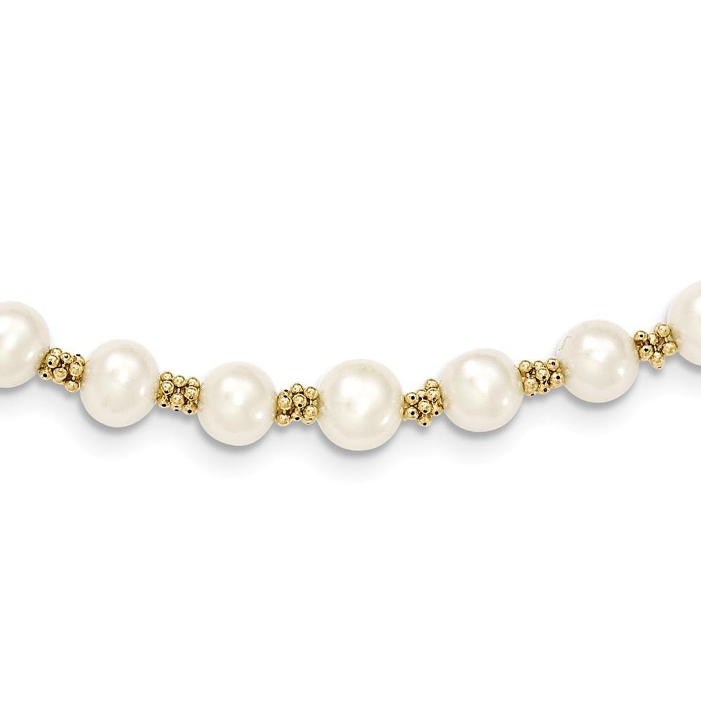 Jewelryweb 14k Yellow Gold Freshwater Cultured Pearl Bracelet - 7.25 Inch - Lobster Claw