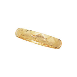 Jewelryweb 10k Yellow Gold 12.0mm Shiny Textured High Dome Flex Bangle Bracelet With Diamond Pattern