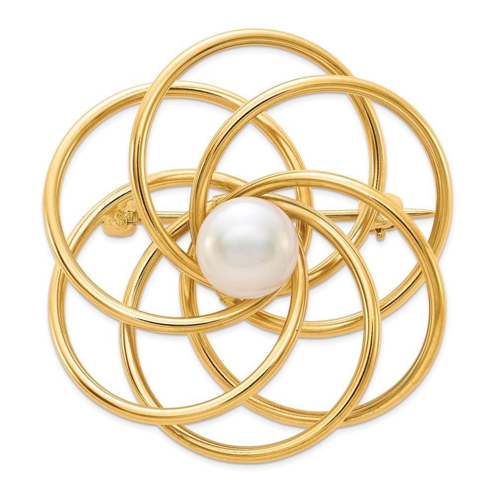 Jewelryweb 14k Yellow Gold Freshwater Cultured Pearl Pin