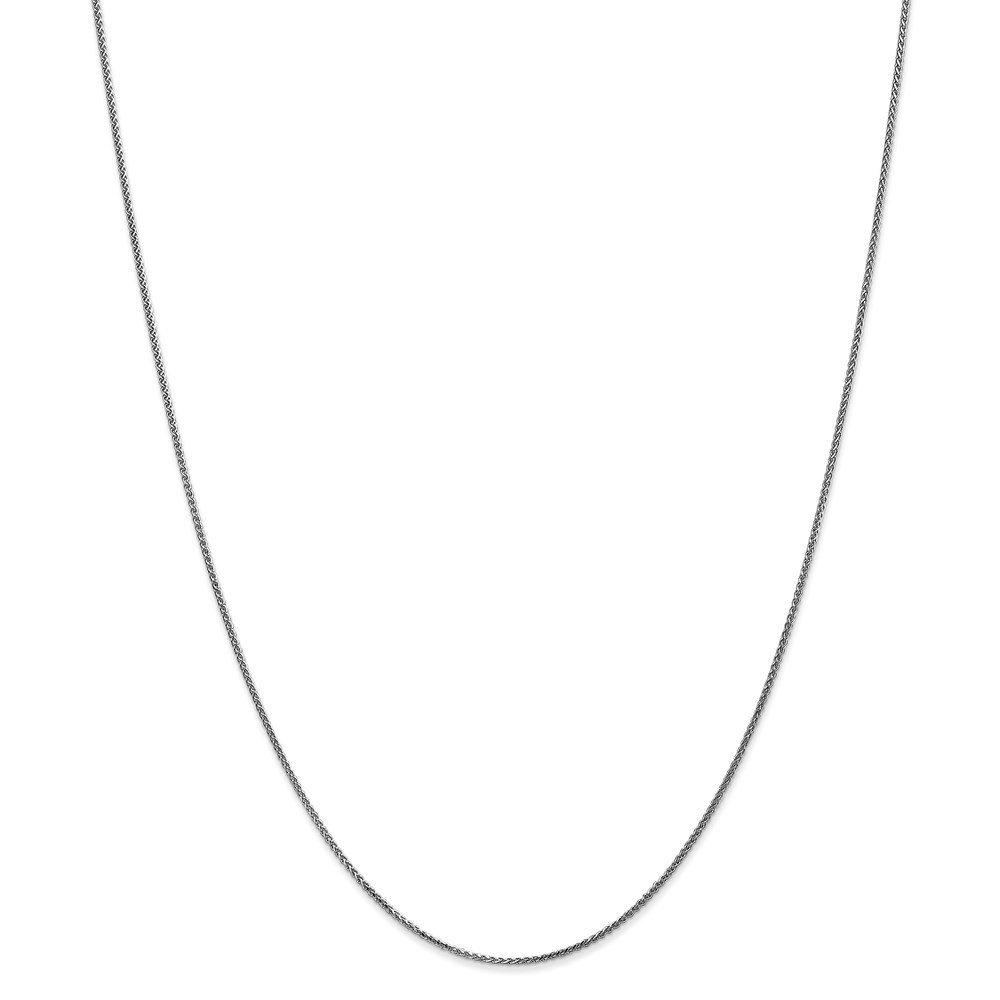 Jewelryweb 14k White Gold 1mm Solid D-Cut Spiga Chain - 24 Inch - Spring Ring