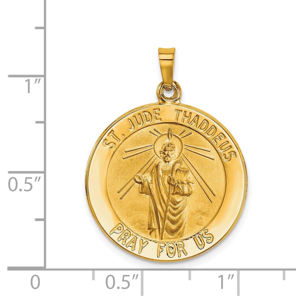 Jewelryweb 14k Gold YG St. Jude Medal Pendant - Measures 22.4x30.8mm