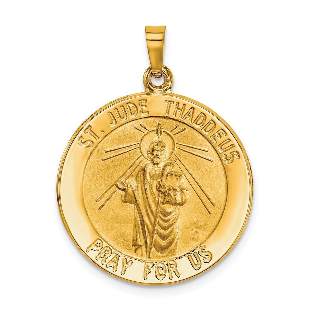 Jewelryweb 14k Gold YG St. Jude Medal Pendant - Measures 22.4x30.8mm