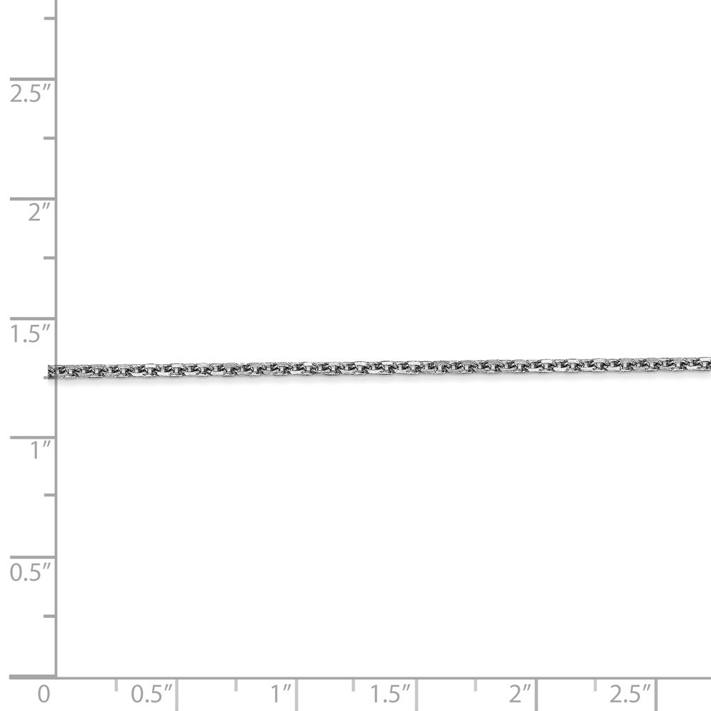 Jewelryweb 14k White Gold 1.65mm Solid D-Cut Cable Chain Anklet 10 Inch - Lobster Claw