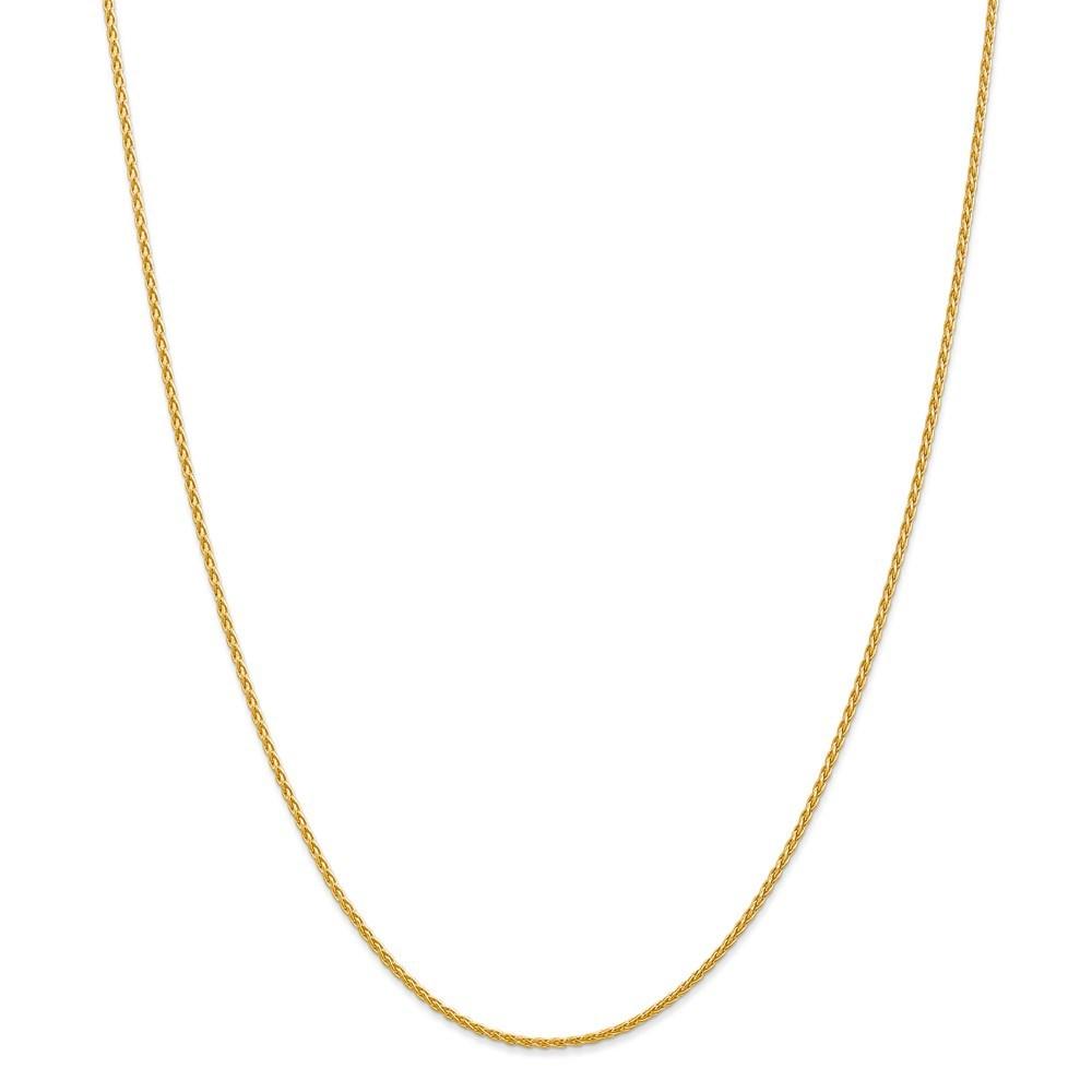 Jewelryweb 14k Yellow Gold 1.5mm Round Wheat Chain Bracelet - 8 Inch