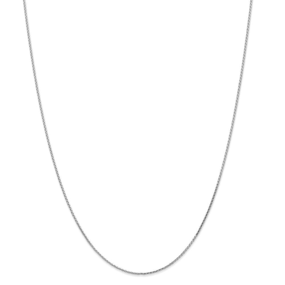 Jewelryweb 14k White Gold 1.2mm Round Sparkle-Cut Wheat Chain Necklace - 14 Inch