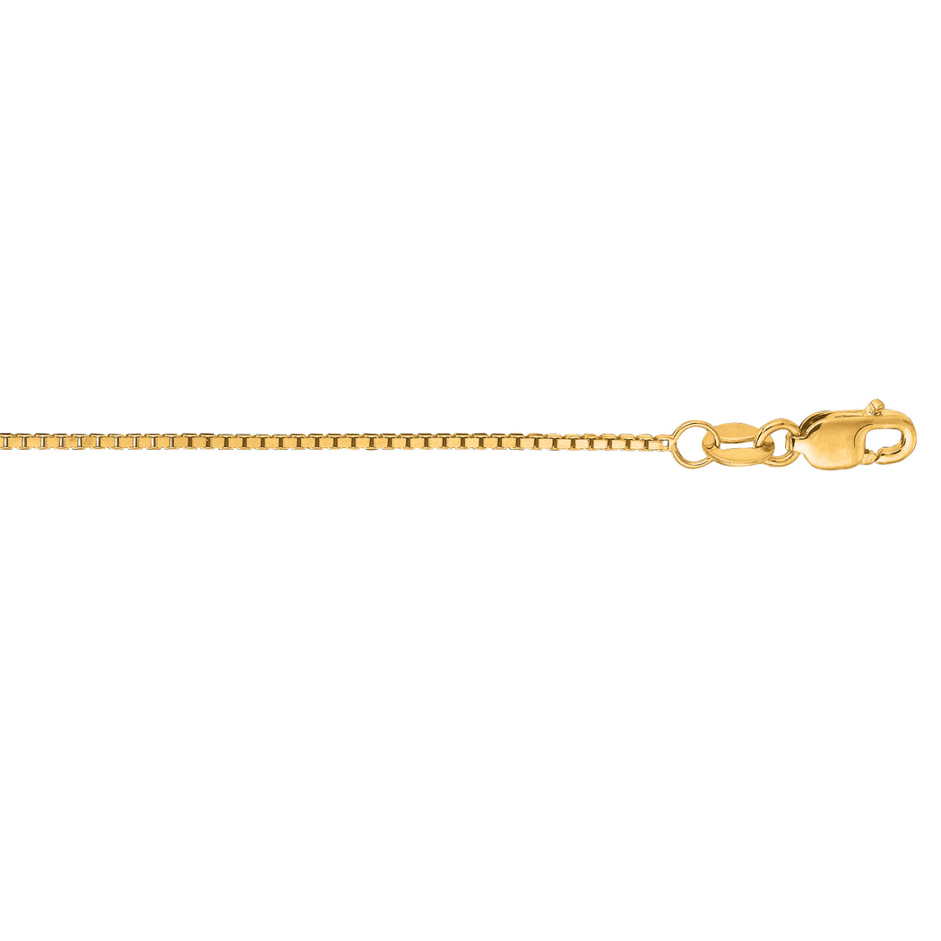 Jewelryweb 14k Yellow Gold 1.0mm Shiny Classic Box Chain With Lobster Clasp Necklace - 20 Inch