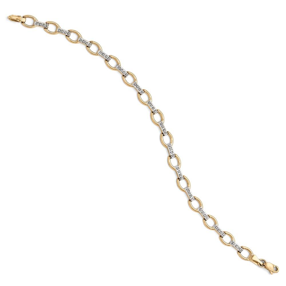 Jewelryweb 14k Yellow Gold Diamond Fascination Stirrup Link Bracelet
