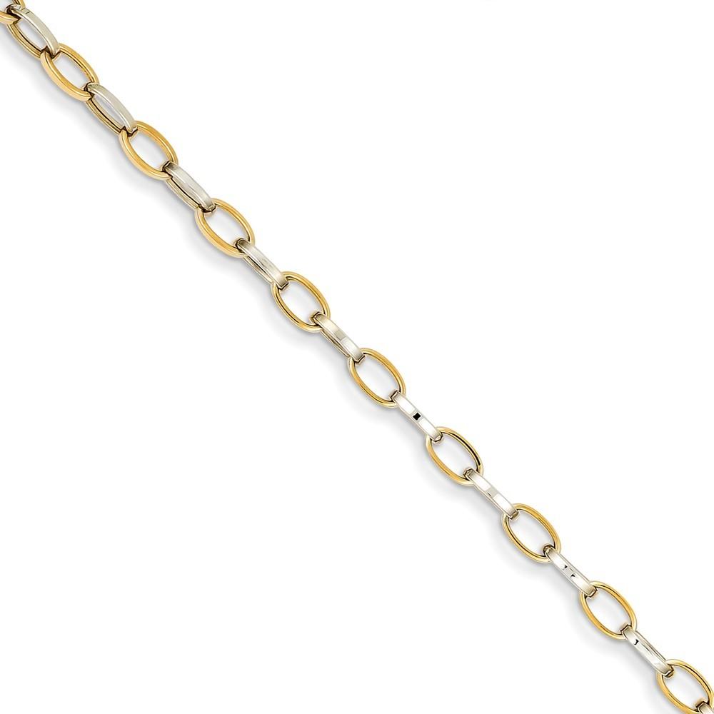 Jewelryweb 14k Two-Tone Gold Polished Open Link Bracelet