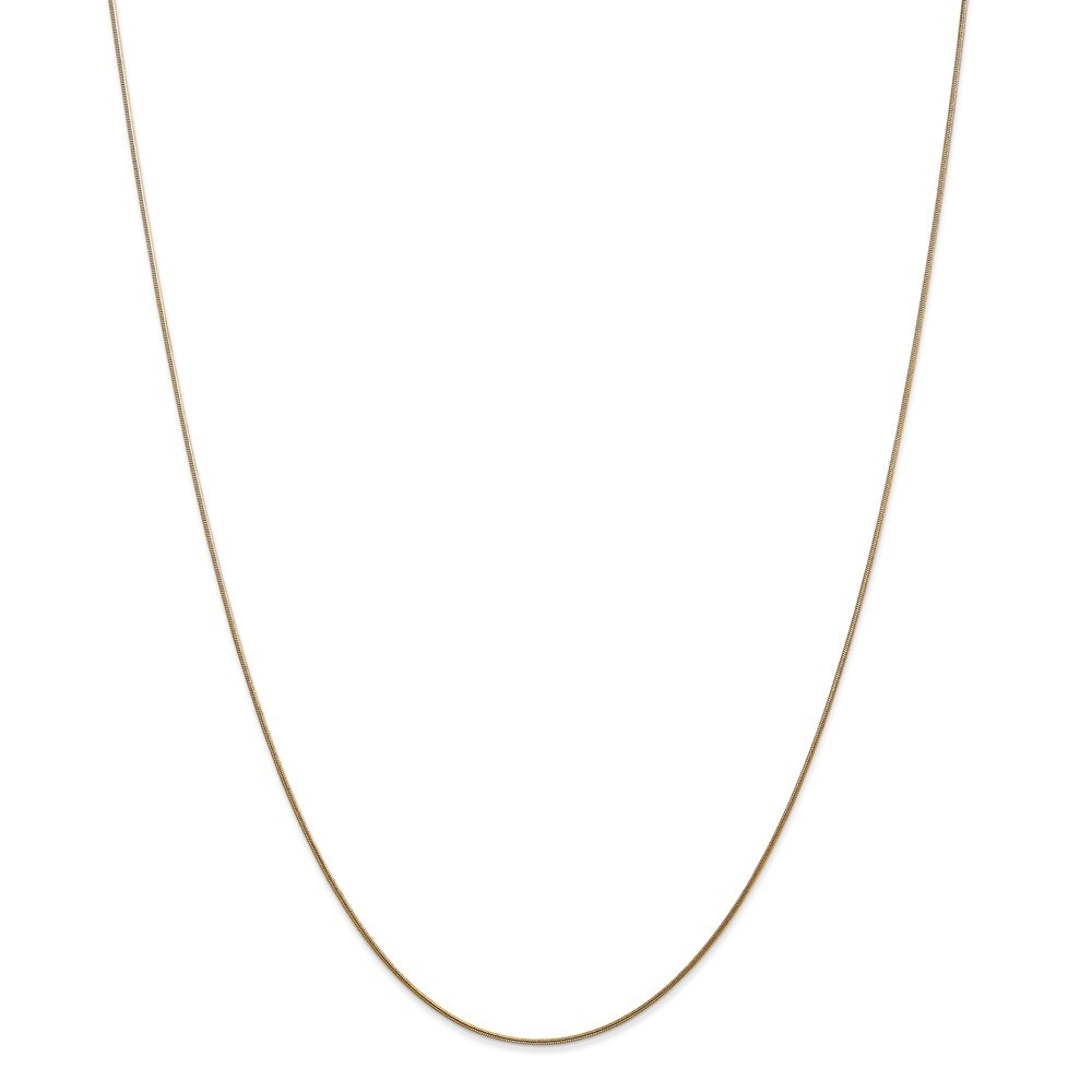 Jewelryweb 14k Yellow Gold .80mm Round Snake Chain Necklace - 14 Inch