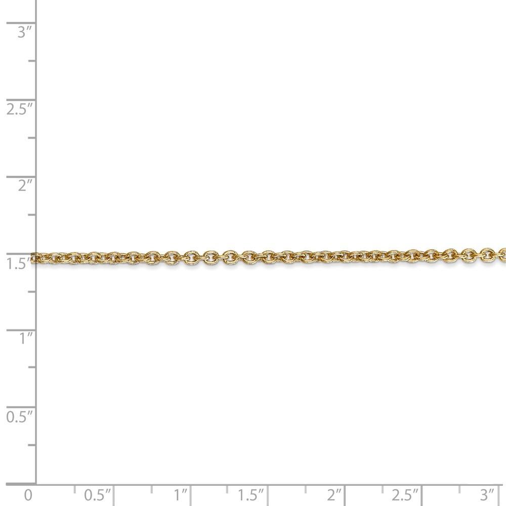 Jewelryweb 14k Yellow Gold 2.2mm Solid Polished Cable Chain Anklet - 9 Inch - Lobster Claw
