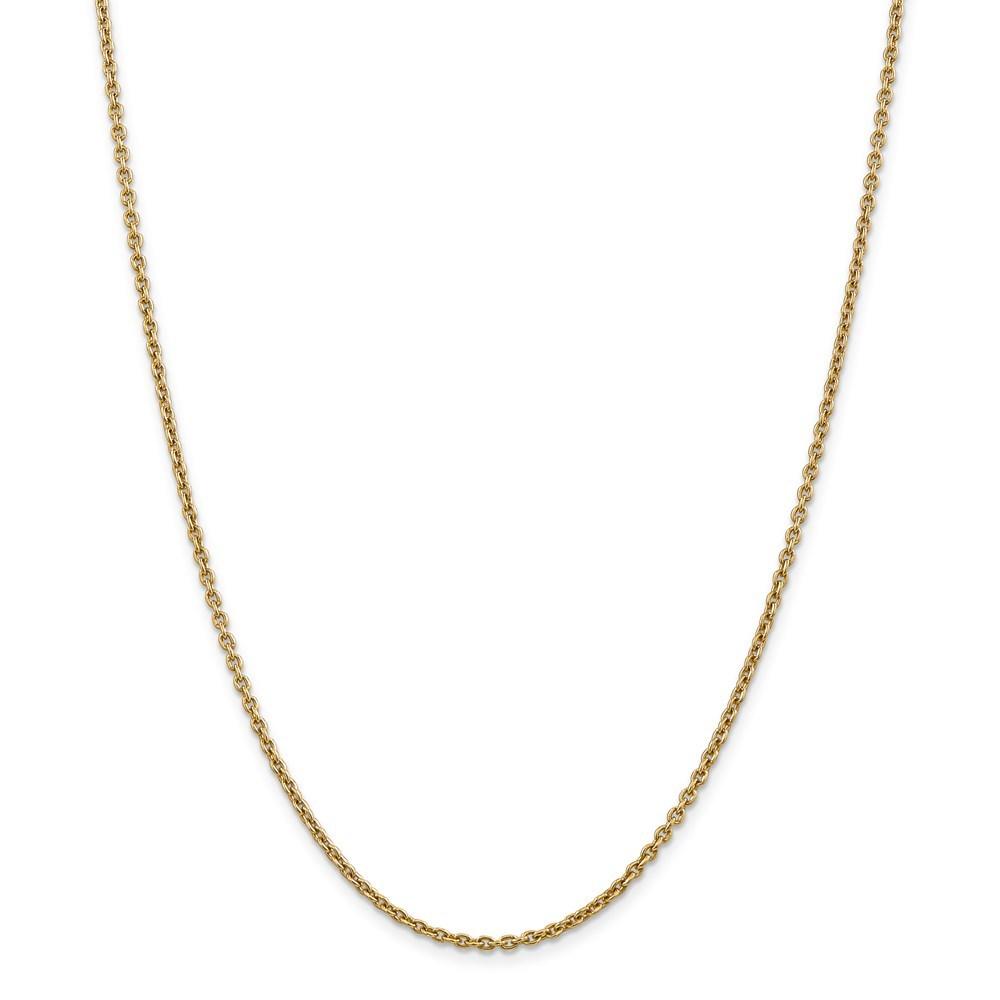 Jewelryweb 14k Yellow Gold 2.2mm Solid Polished Cable Chain Anklet - 9 Inch - Lobster Claw