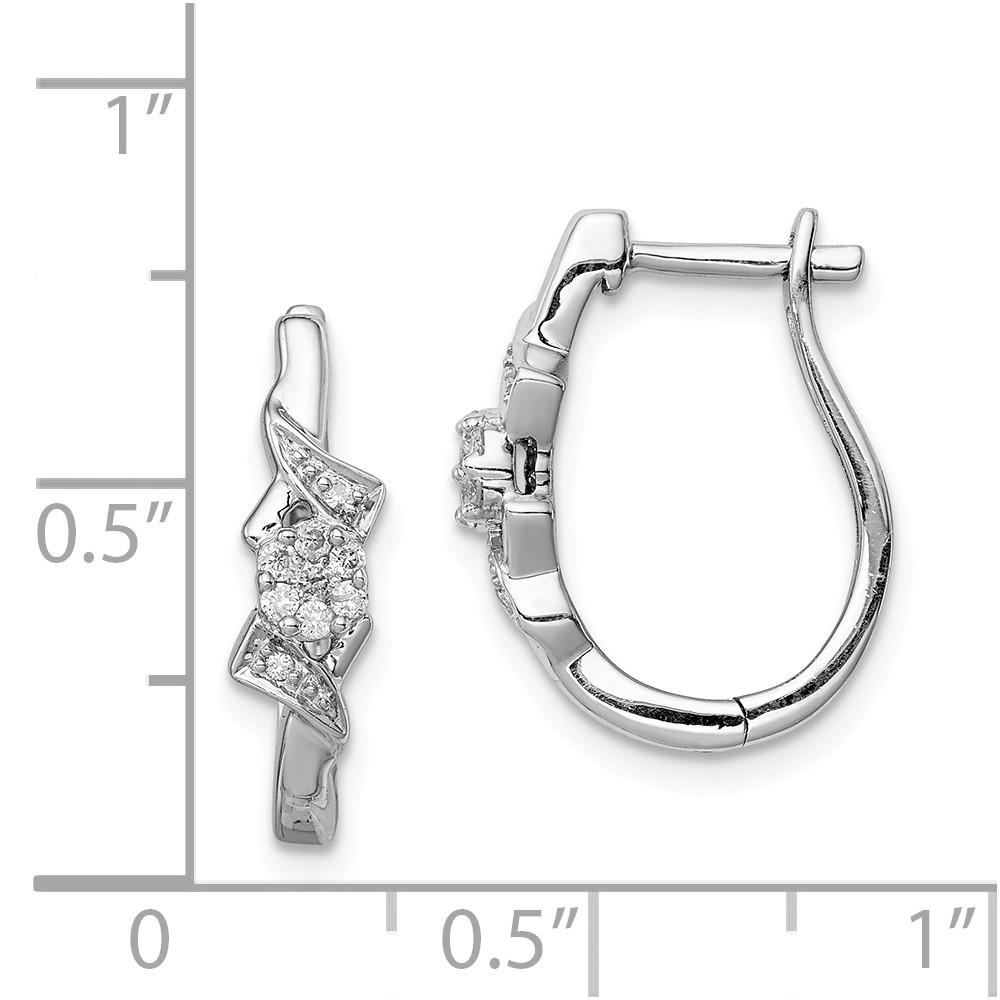 Jewelryweb Sterling Silver Diamond Hoop Earrings - Measures 16x4mm Wide 3mm Thick