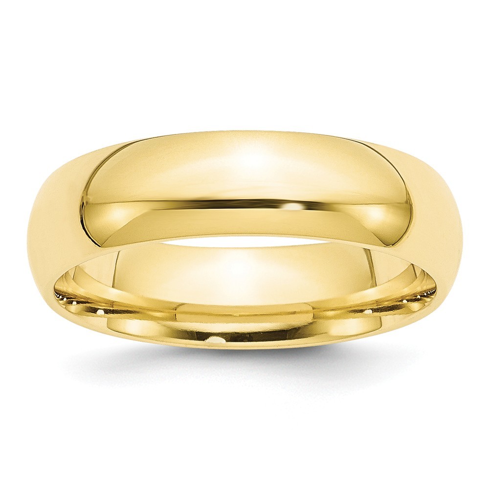 Jewelryweb 10k Yellow Gold 6mm Standard Comfort Fit Band Size 7.5 Ring
