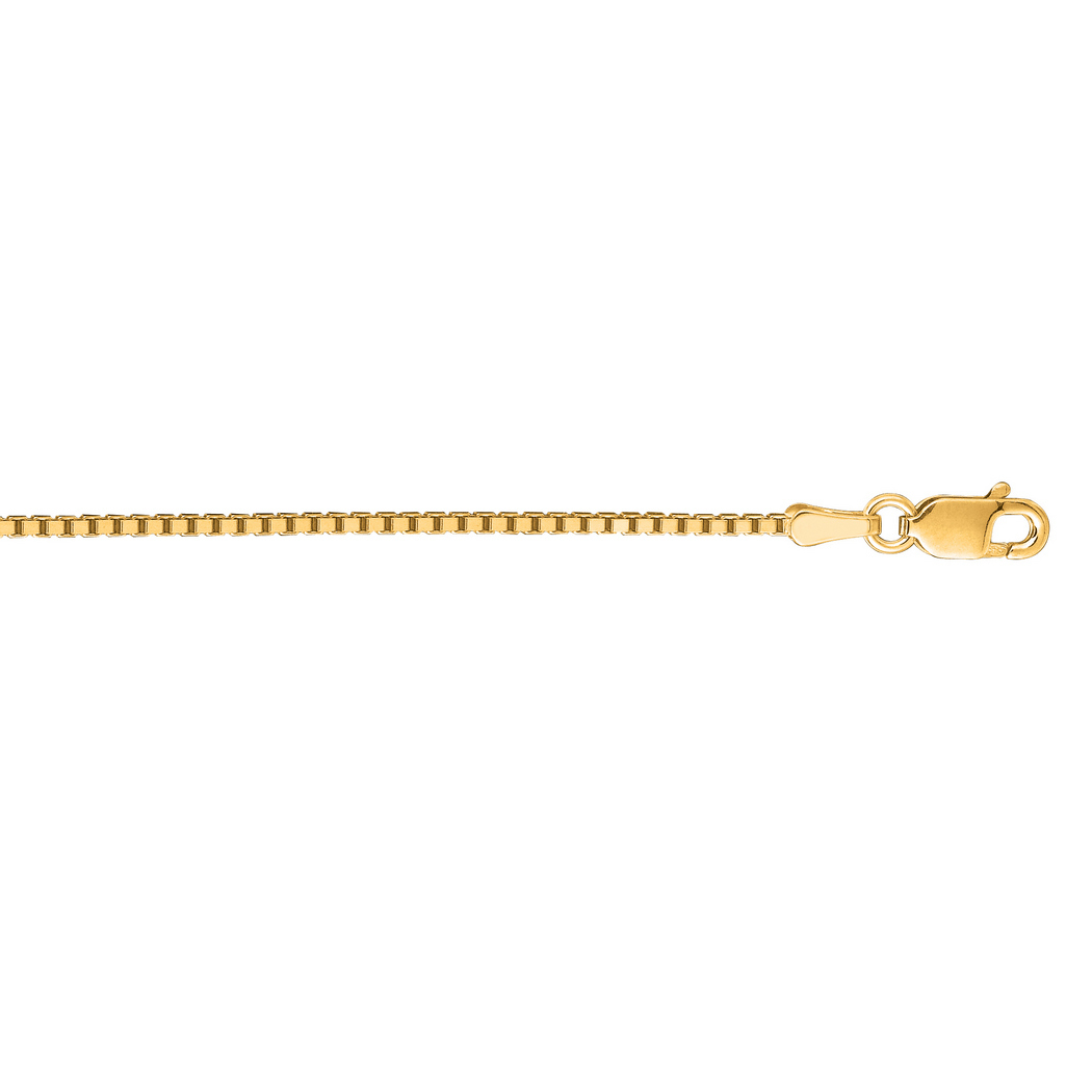 Jewelryweb 14k Yellow Gold 1.1mm Shiny Classic Box Chain With Lobster Clasp Necklace - 20 Inch