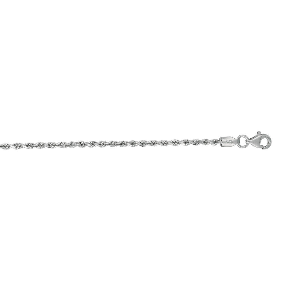 Jewelryweb 14k White Gold 2.0mm Shiny Solid Sparkle-Cut Rope Chain With Lobster Clasp Necklace - 24 Inch