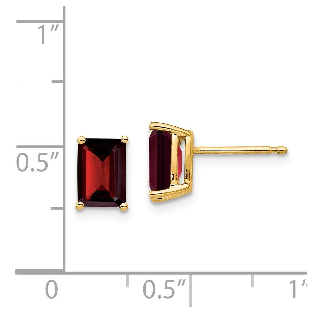 Jewelryweb 14k Yellow Gold 7x5mm Emerald-Cut Garnet Earrings - Measures 8x5mm Wide