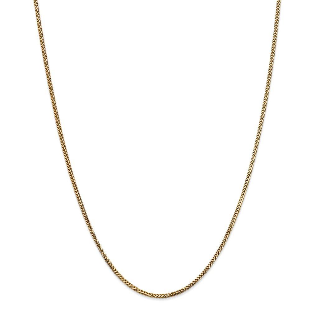Jewelryweb 14k Yellow Gold 1.5mm Franco Chain Bracelet - 7 Inch - Lobster Claw