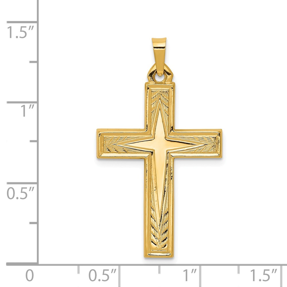 Jewelryweb 14k Yellow Gold Polished Latin Cross Pendant - Measures 35.5x19.75mm Wide