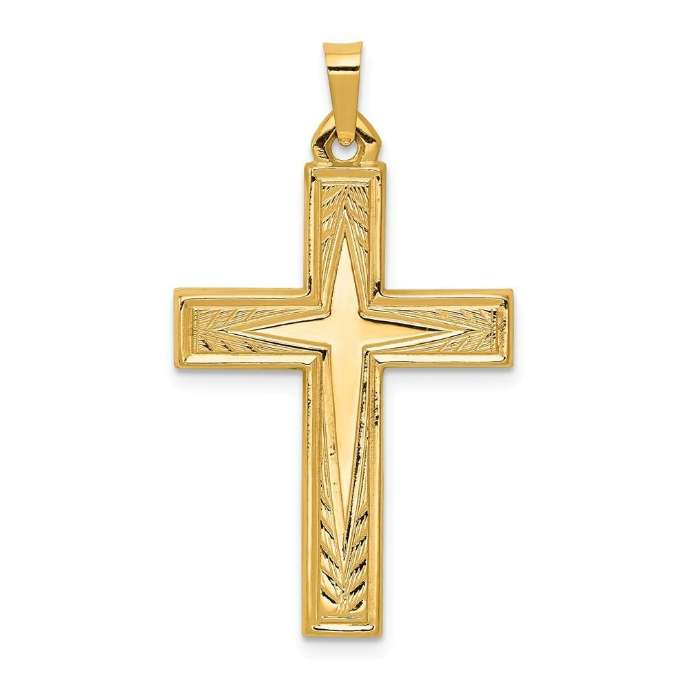 Jewelryweb 14k Yellow Gold Polished Latin Cross Pendant - Measures 35.5x19.75mm Wide