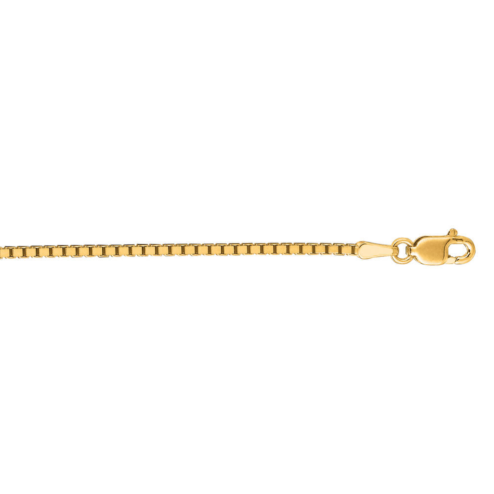 Jewelryweb 14k Yellow Gold 1.4mm Shiny Classic Box Chain With Lobster Clasp Necklace - 18 Inch