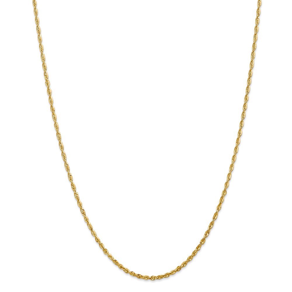 Jewelryweb 14k Yellow Gold 2.15mm Sparkle-Cut Extra-lite Rope Chain Necklace - 20 Inch