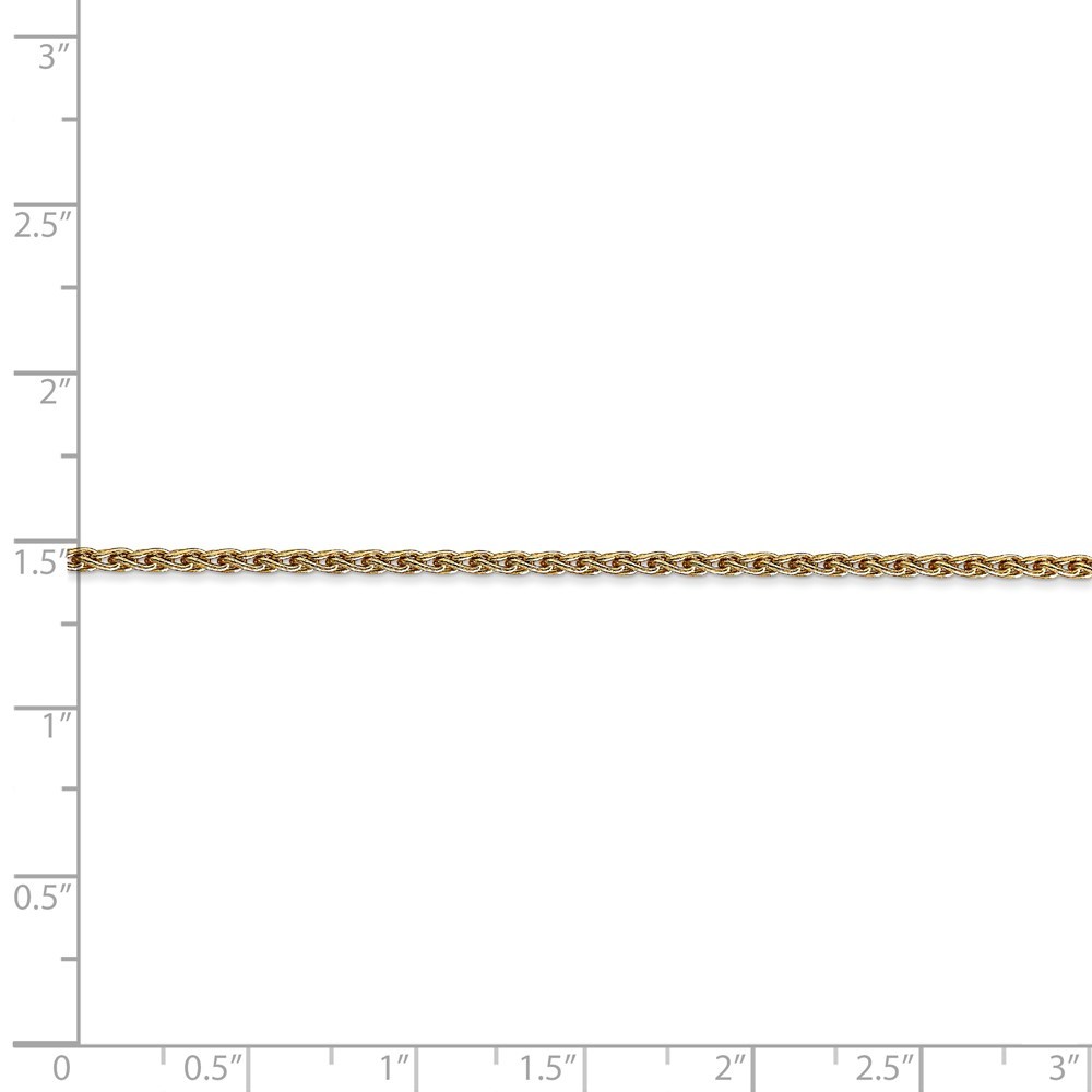Jewelryweb 14k Yellow Gold 1.9mm Round Wheat Chain Ankle Bracelet - 10 Inch