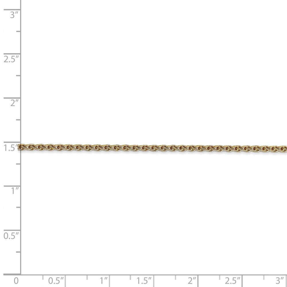 Jewelryweb 14k Yellow Gold 1.9mm Round Wheat Chain Bracelet - 8 Inch