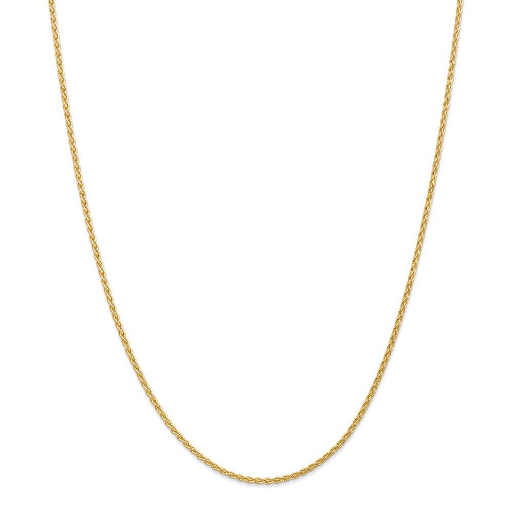 Jewelryweb 14k Yellow Gold 1.9mm Round Wheat Chain Bracelet - 8 Inch