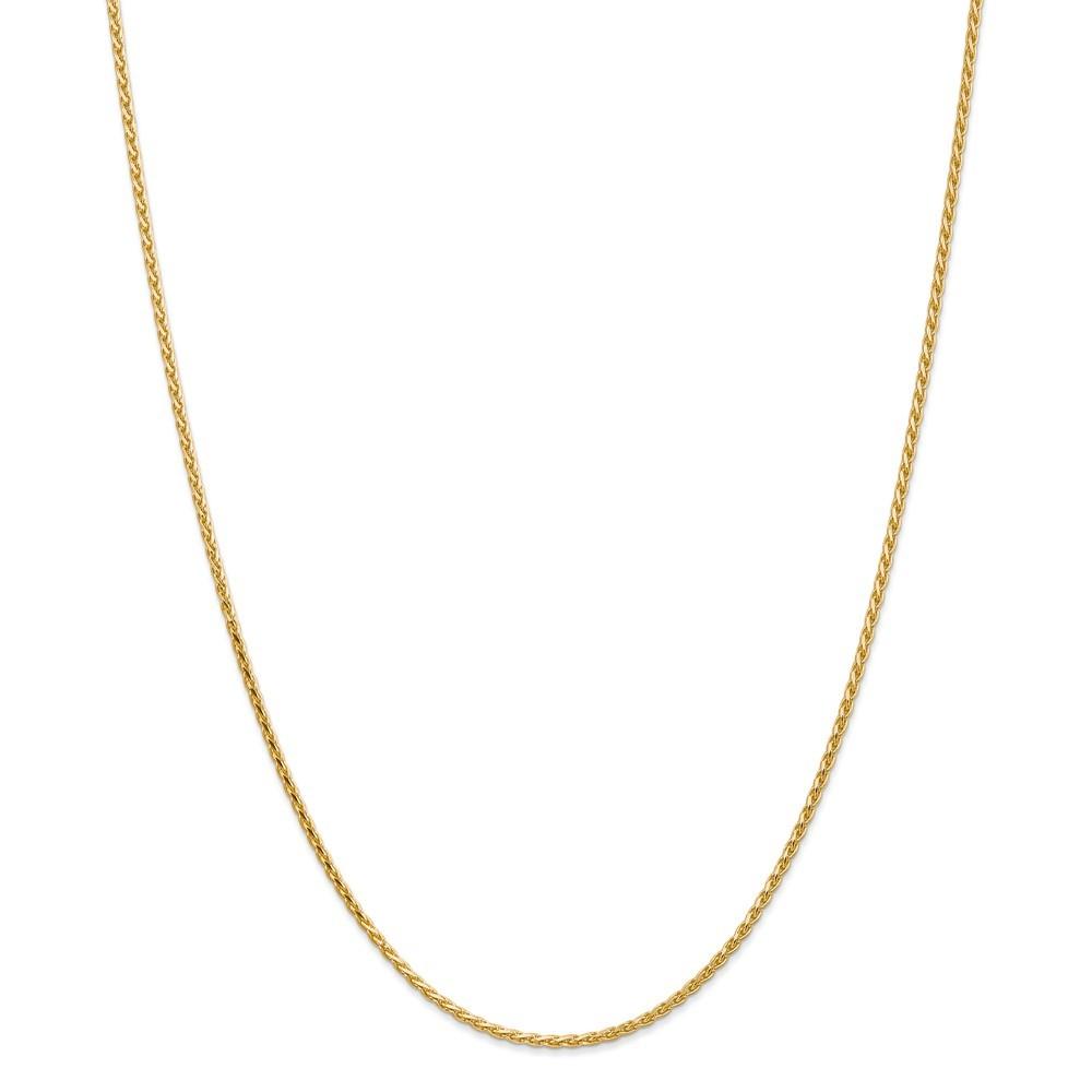 Jewelryweb 14k Yellow Gold 1.9mm Round Sparkle-Cut Wheat Chain Bracelet - 8 Inch