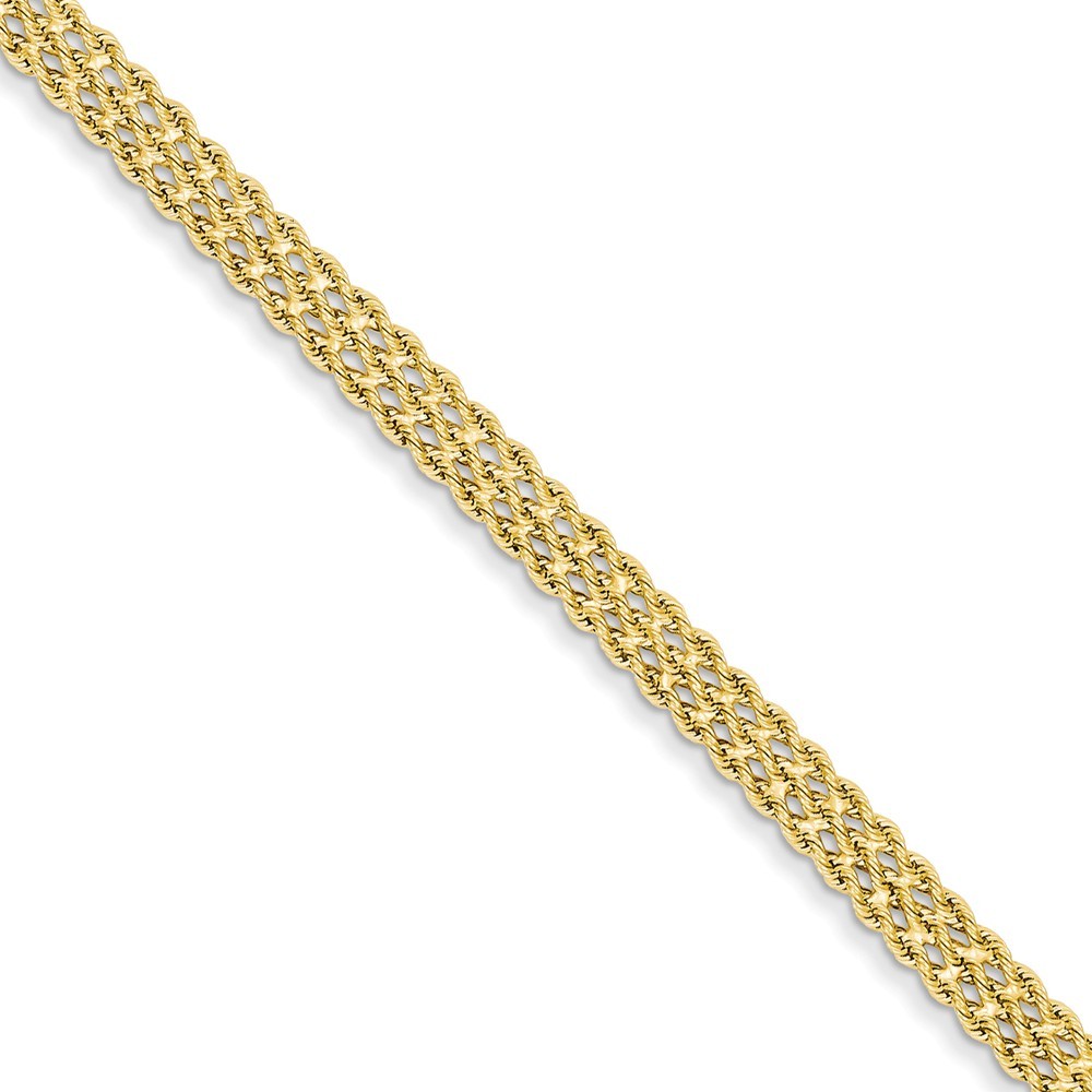 Jewelryweb 14k Yellow Gold 1.75mm Triple Strand Rope Bracelet - 8 Inch - Lobster Claw